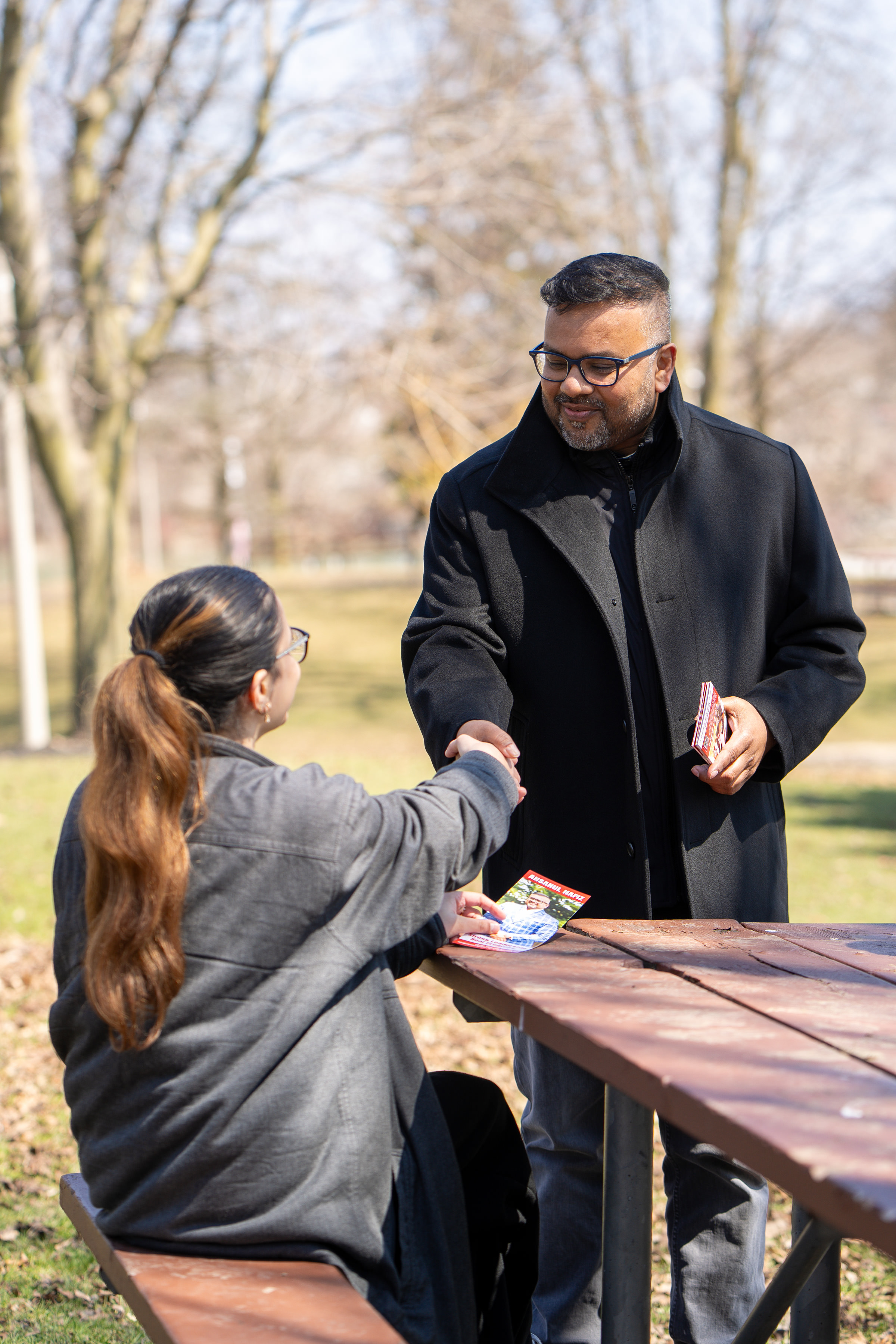 Meeting voters in park